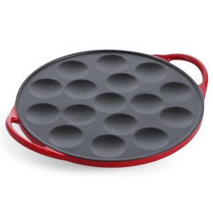 BK Poffertjesplaat Gietijzer Chili Red– 25 cm