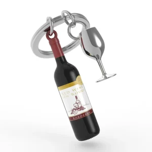 Sleutelhanger Foodie Collection Red Wine Bottle with Glass
