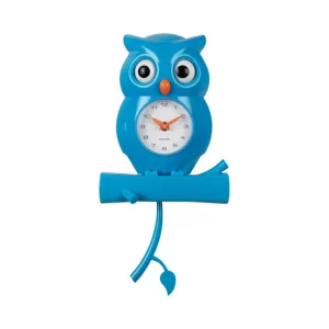 Klok Owl Pendulum Wall Clock Blauw