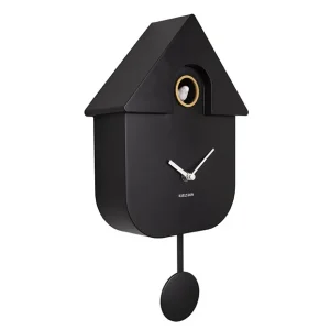 Klok Cuckoo Modern Wall Clock 41,5x8,5x21,5 cm Zwart