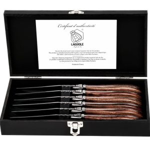 Laguiole Luxury Line Steakmessen 6 stuks – Rozenhout